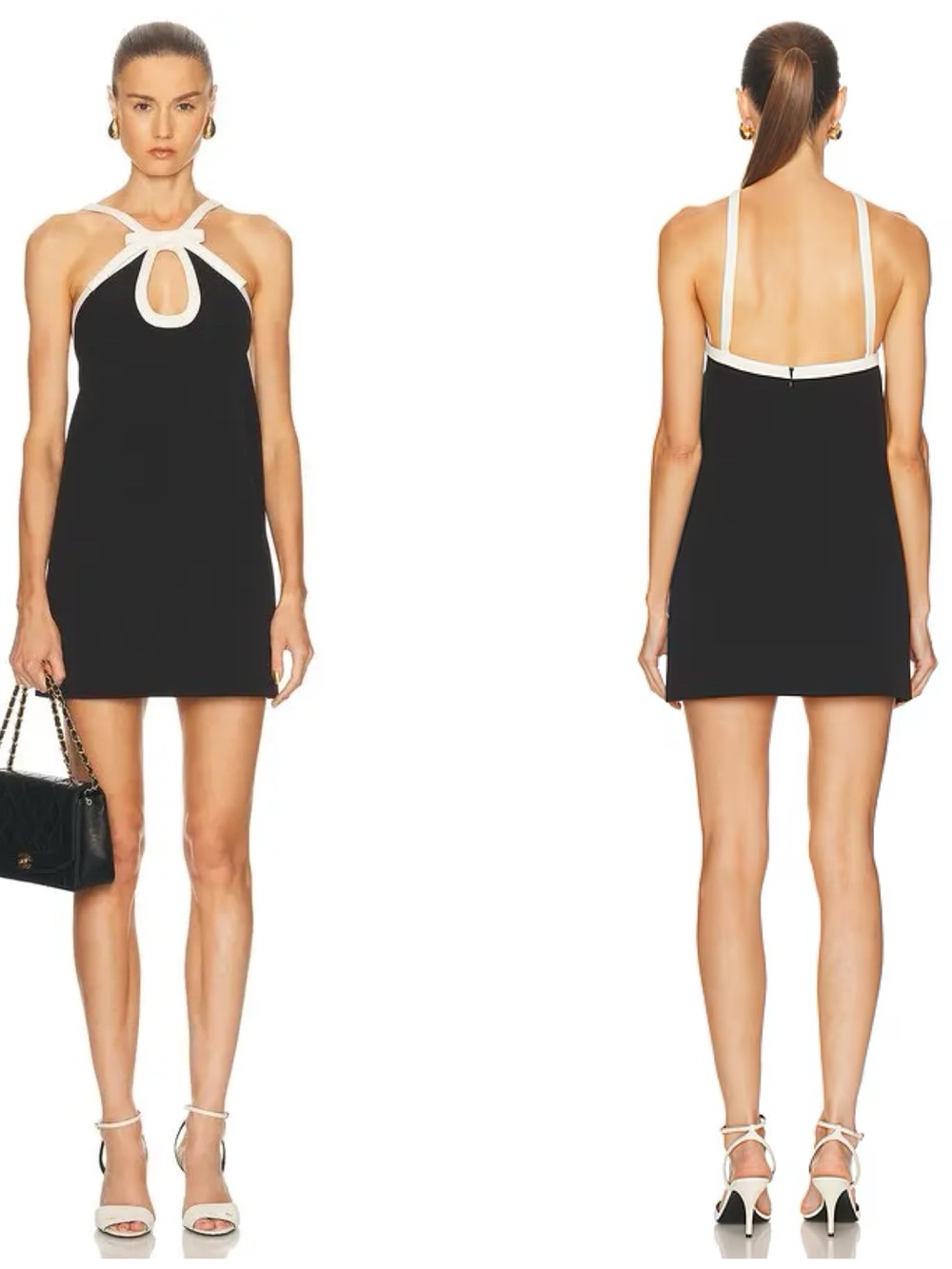 NWT Alexis Elenora Mini Short Black White Bow Dress Size XL